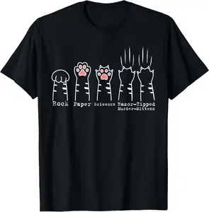 [100% Cotton] Rock Paper Scissors Cat Funny Kitten Cute Paw T-Shirt gift for all streetwear