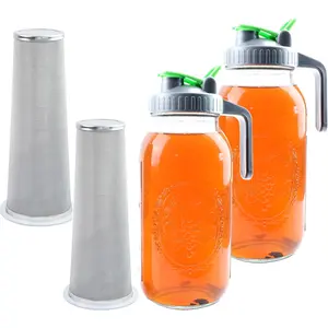 64 Oz Jar Cold Brew Coffee Tea Maker With Food Infuser 2 Quart Pitcher With Lid Half Gallon Iced Hot Tea Pitchers Leak-Jug For Coffee Sun Tea Juice Lemonade Cold Brew