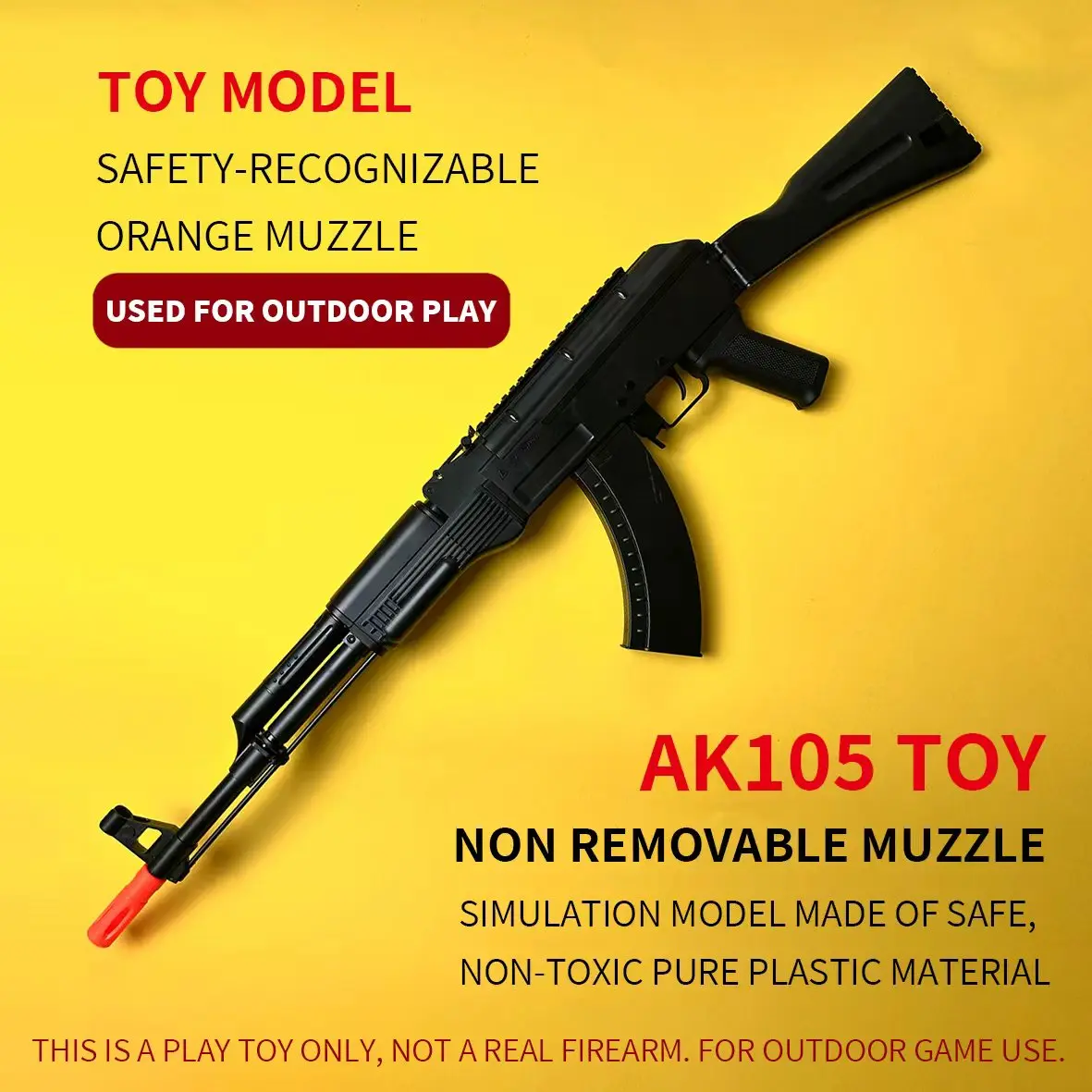 AK model toy , 95 cm  Gel Balls Blaster, electric toy, 7.4 V battery, made of nylon, with a distinctive orange muzzle; a toy gun for children’s outdoor play,Gel Balls Blasters，a great festive gift,does not include bullets,Age 14+