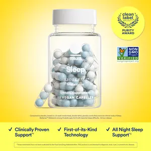 Ritual Sleep BioSeries™ Melatonin: Sleep Aid for Adults, Sleep Supplement with Time Released Capsules, Drug Free Sleep Vitamins for Adults for All Night Sleep Support, 20 Capsules