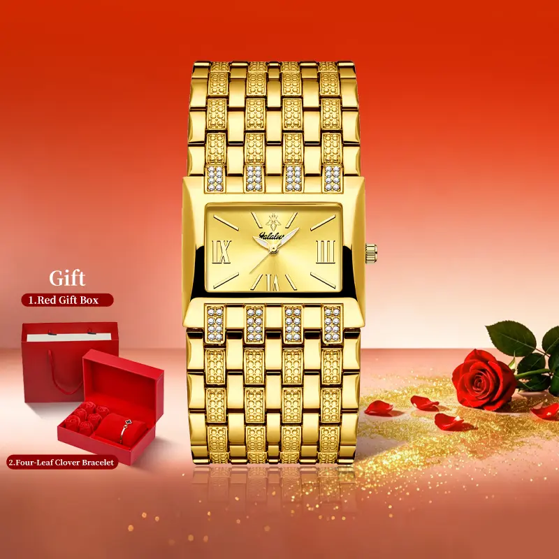 [S]Elegant Square Women's Watch – Model 1044 Rhinestone Tassel Bracelet Design, Water-Resistant & Adjustable Strap, Sparkling Fashion Timepiece | Perfect Gift for Birthday, Valentine's Day, Mother's Day & Wedding Anniversaries