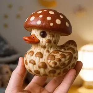 Funny Cabbage Duck Desk Pet Handmade Resin Vegetable Animal Ornament Quirky Gag Gift for Friends Co workers Cute Mini Plant Duck Figurine for Bookshelf Decor