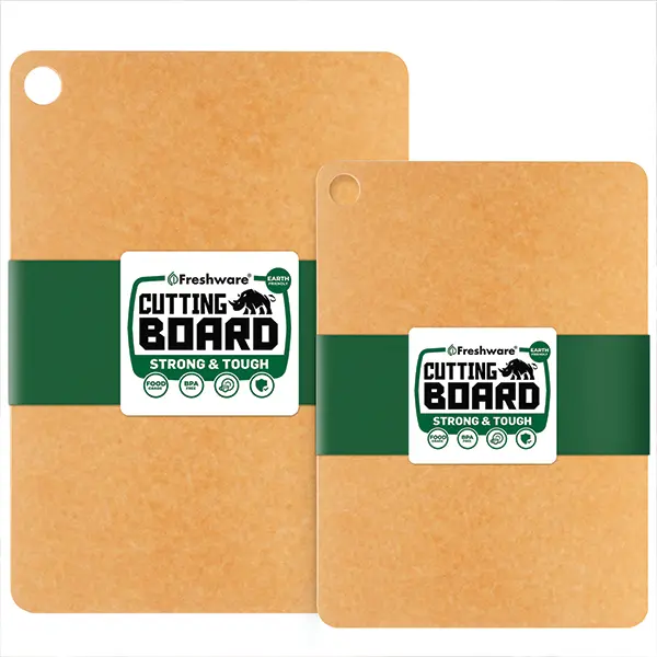 FRESHWARE 2-Piece Rectangular Medium-Size Wooden Cutting Boards - Stylish, Lightweight, Handy, Dishwasher-Safe, Knife-Friendly Chopping Boards for Kitchen Use, Chopping Board