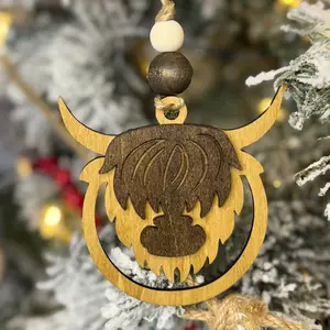 Personalized Handmade Custom Highland Cow Farmhouse Rustic Christmas Ornament - Farmhouse Elegance and Timeless Appeal