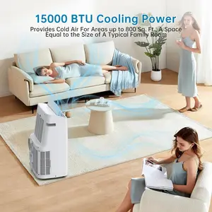 Versatile 12000 BTU Portable Air Conditioners With Remote, Quiet AC Unit for Rooms Up to 550 Sq.Ft., 3-IN-1 Standing Air Conditioner With Fan & Dehumidifier, 3 Speed, Timer, Auto Swing, White Top