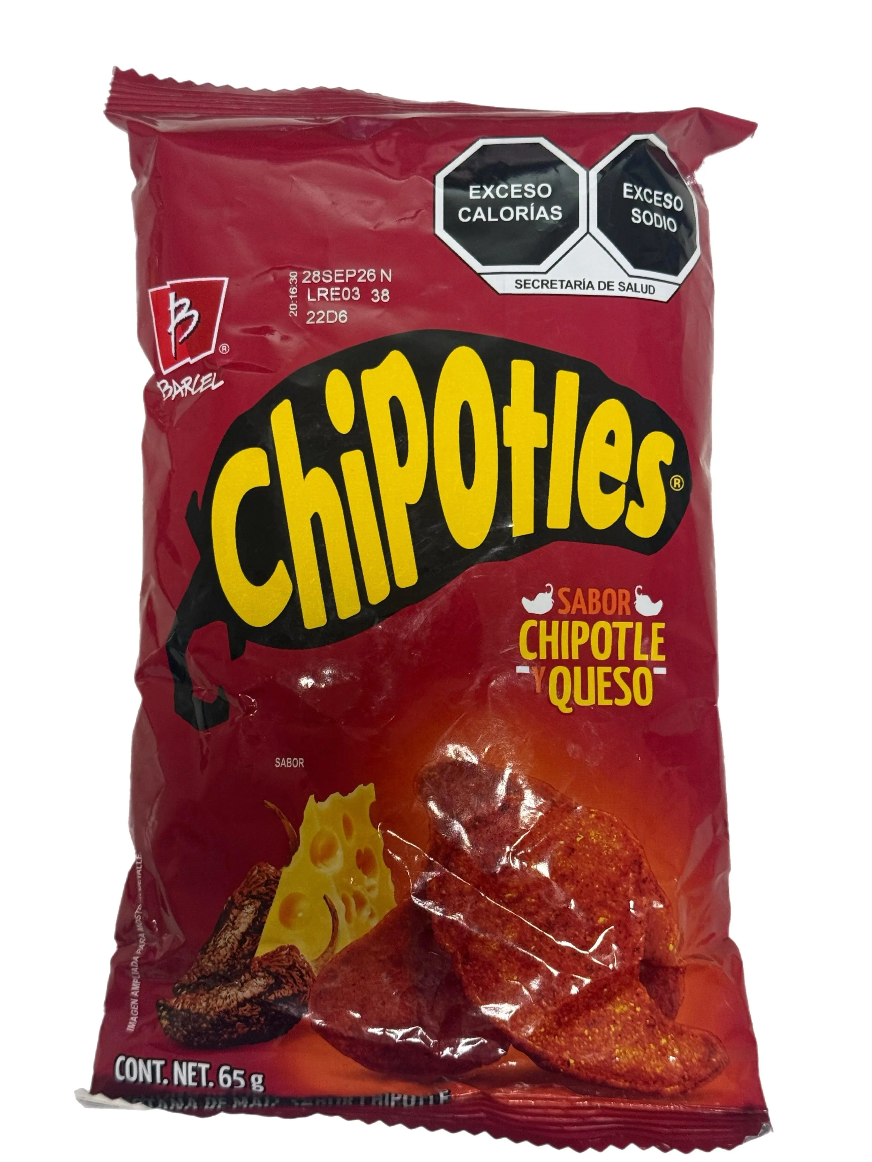 Barcel Chipotles Sabor Chipotle y Queso – Mexican Chipotle & Cheese Corn Snacks – 65 g (2.29 oz) – 1 Bag