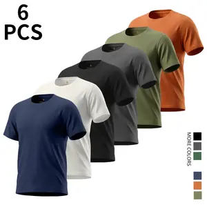 Pack of 6: Men’s Short-Sleeve T-Shirt, Sports Crew Neck T-Shirt — Running/Fitness Training Top