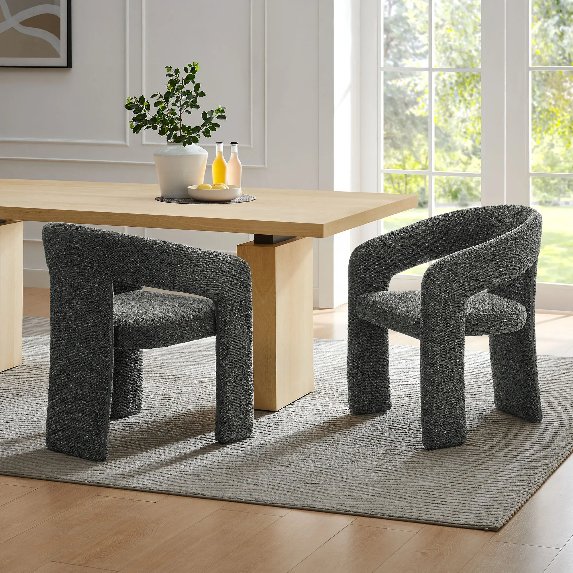 Oslo Barrel Fabric Upholstered Dining Accent Chair in Anthracite