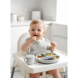 Complete Anti-Slip Suction Silicone Dinnerware Set for Toddlers (6-Piece) Kitchen Utensils Flexible