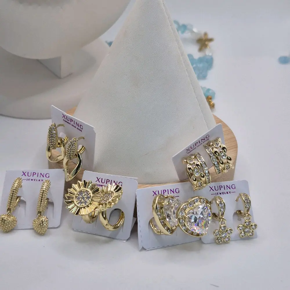 6pcs earrings mayoreo bundle plated gold 14k