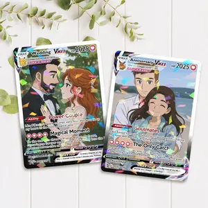 Custom Photo Anniversary Card, Personalized Photo Anime Card, PokeCard Gift, Wedding Card, Custom Card for Couple, Gift for Him, Gift for Her