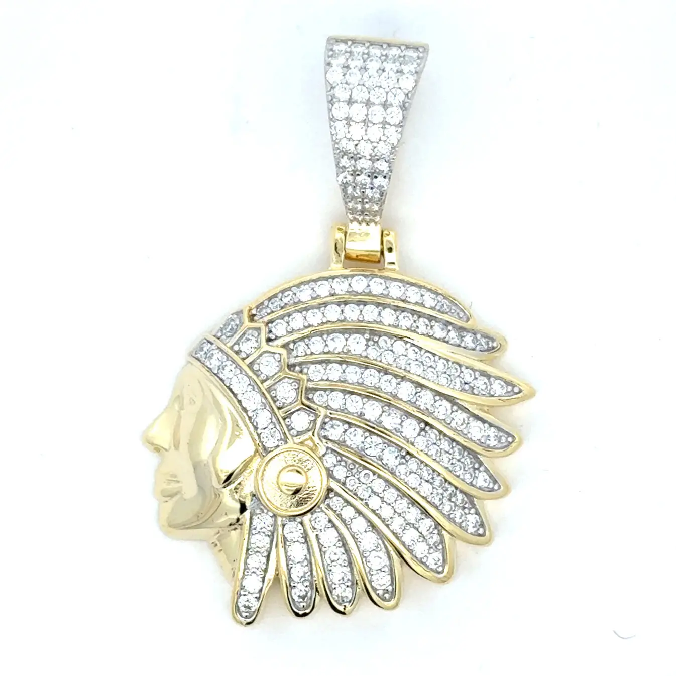 925 Sterling Silver Classic Silver Necklaces & Pendants - 2.57TCW VVS1 Moissanite Indian Chief Head Pendant