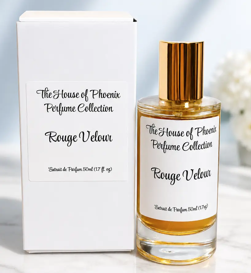 The House of Phoenix Unisex Rouge Velour Extrait de Parfum Spray (50ml) - Smoky Spice, Bold Floral, Rose, Mysterious Cherry, Amber, Vanilla, Musk, Sandalwood, Long-Lasting, Intimate Settings, Single Item