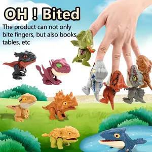 Dinosaur Finger Biting Toys (1Pc/8Pcs Random, Soft Plastic Bite Action), Viral TikTok Sensory Item, Blind Bag Novelty Gift for Teens, Easter Basket Stuffers for Over 3yr Stress Relief