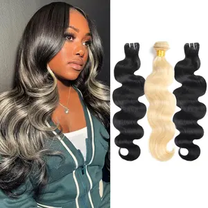15A #1B/613 Blonde Peekaboo Human Hair Bundles Skunk Stripe Highlight Hair Bundles Premium 100% Virgin Human Hair - New Trends