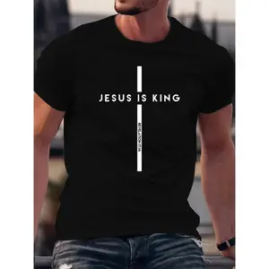 Plus-size T-shirt, unisex T-shirt,Plus size T-shirt, delicate fabric Casual Christian T-Shirt – Jesus Is King With Cross And King Of Kings Message Golf Gift T-Shirt For Men And Women..