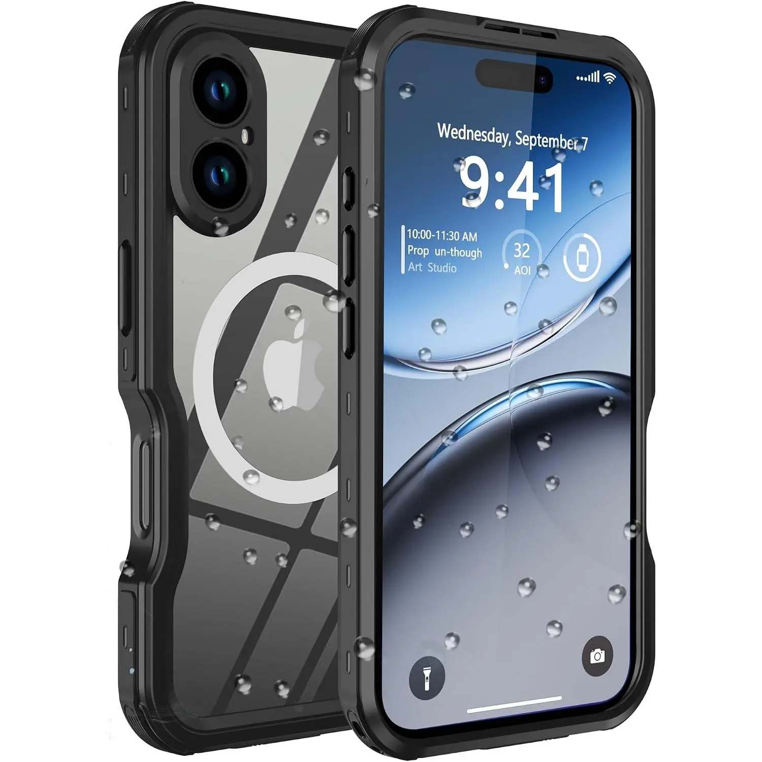 for iPhone 16 Case Waterproof, [Shockproof] [Dustproof] [IP68 Waterproof] Full-Body Hard Case Built-in [Lens Screen Protection] for Diving Case (Black, for iPhone 16 6.1in) | Waterproof