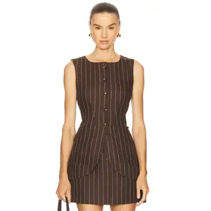 Posse Emma Vest in Chocolate & Cream Pinstripe