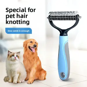 Pet Dematting Comb for Dogs & Cats, Bristle Shedding Tool, Long-Bristled Shedding Tool to Remove Tangles & Loose Fur, Grooming Brush for Large Dogs (Golden Retrievers, Poodles), Bristle Shedding Tools, Long-Bristled Shedding Tools