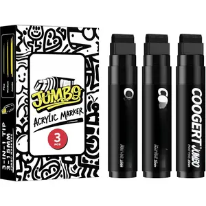 3 count Black  Poster Markers, 15MM Thick Permanent  Graffiti Markers, Wide Tip  Marker for Canvas, Posters Board, Fabric, Window, Glass, , Teachers,Banner painting supplie