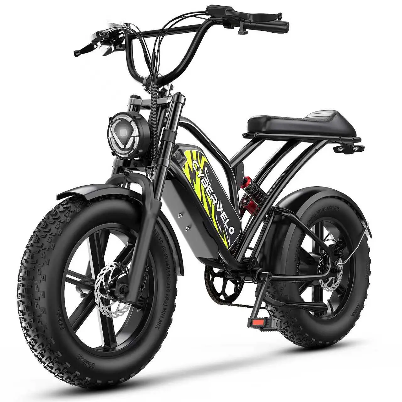 Electric Bike for Adults 1500W Peak 20" Fat Tire All-Terrain E-Bike 80+Miles 30MPH Electric Dirt Bike for Road Sand Mountain Snow - 48V 20 /30Ah Battery Powered Electric Motorcycle