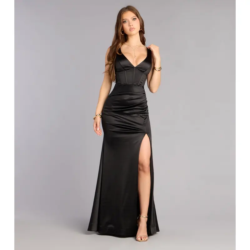 reviews for windsor melinda satin lace-up formal dress windsor - TikTok Shop