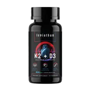 Leviathan Nutrition Vitamin D3 K2 2 in 1 Formula | Vitamin K2 (MK7) 360mcg + Vitamin D3 5000 IU Vegan Organic Extra Strength Vitamin Supplements - Support Heart, Teeth, Joint, and Bone Health
