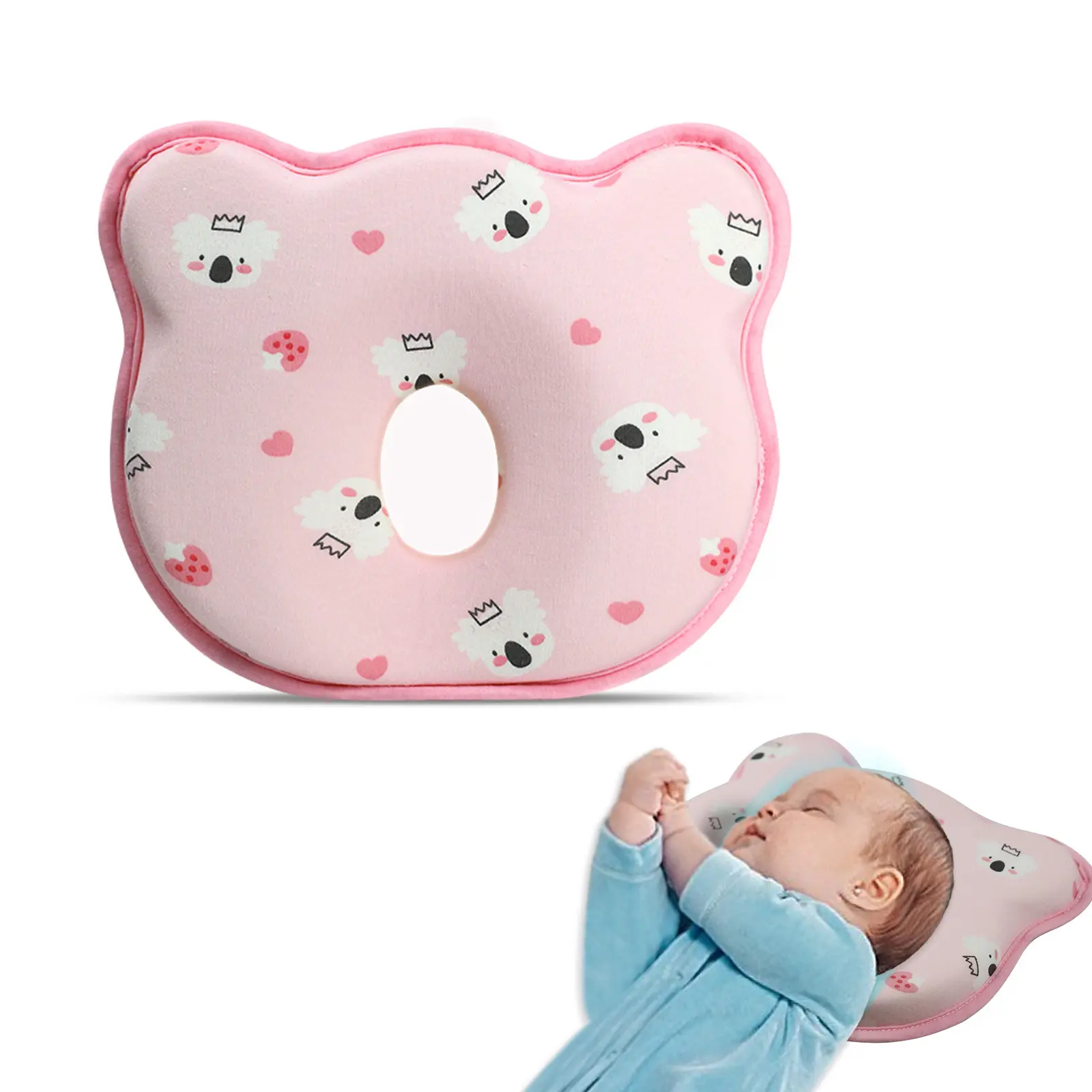 Newborn Baby Breathable Soft Memory Foam Pillow - Portable Neck Support, Flat Spot Prevention, Lounger for Travel, Special Occasions, Prevents Flat Spots