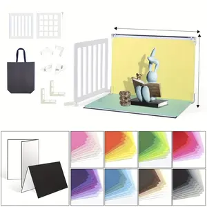 Photography Backdrop Set with 70 A3 Gradient Paper Sheets, Perfect for Jewelry Food and Cosmetics, Includes Foldable Stand and Diffusers, Accessories