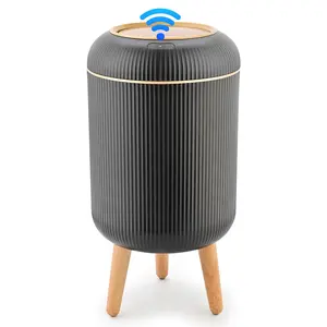 SUSTEAS Black Smart Induction Waterproof Trash Bin, Flip-Top Can for Bathroom, Kitchen, Bedroom & Office – Cute White Home Goods