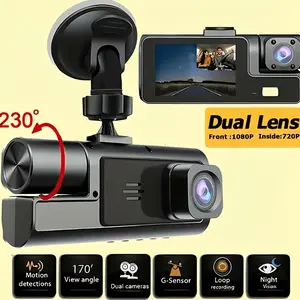 2.0" HD IPS Dash Cam, Stylish 2-Channel Recording (Front & Cabin) with Photo Mode (Memory Card Not Included)