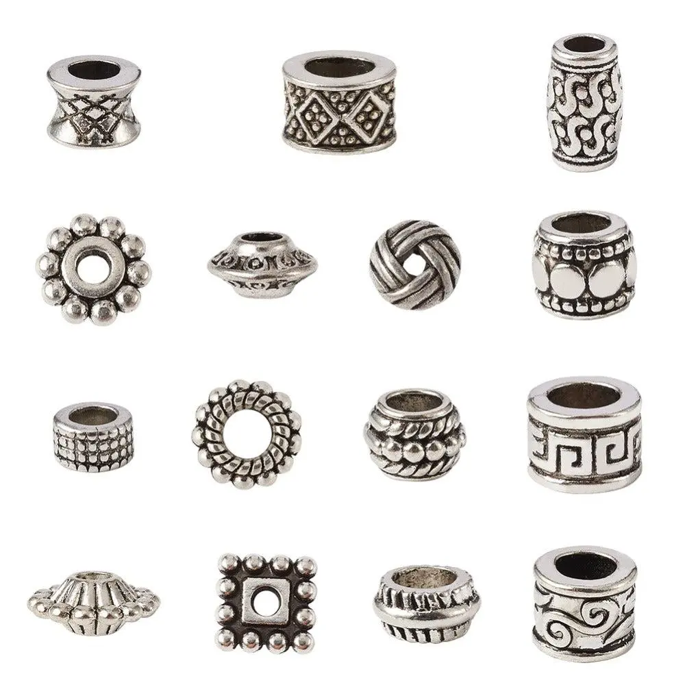 300 Piece Tibetan Style Alloy Dreadlock Beads Small and Medium Dreadlocks, Sisterlocks, Microlocks w/ Storage Case Beaded Tassel Charms