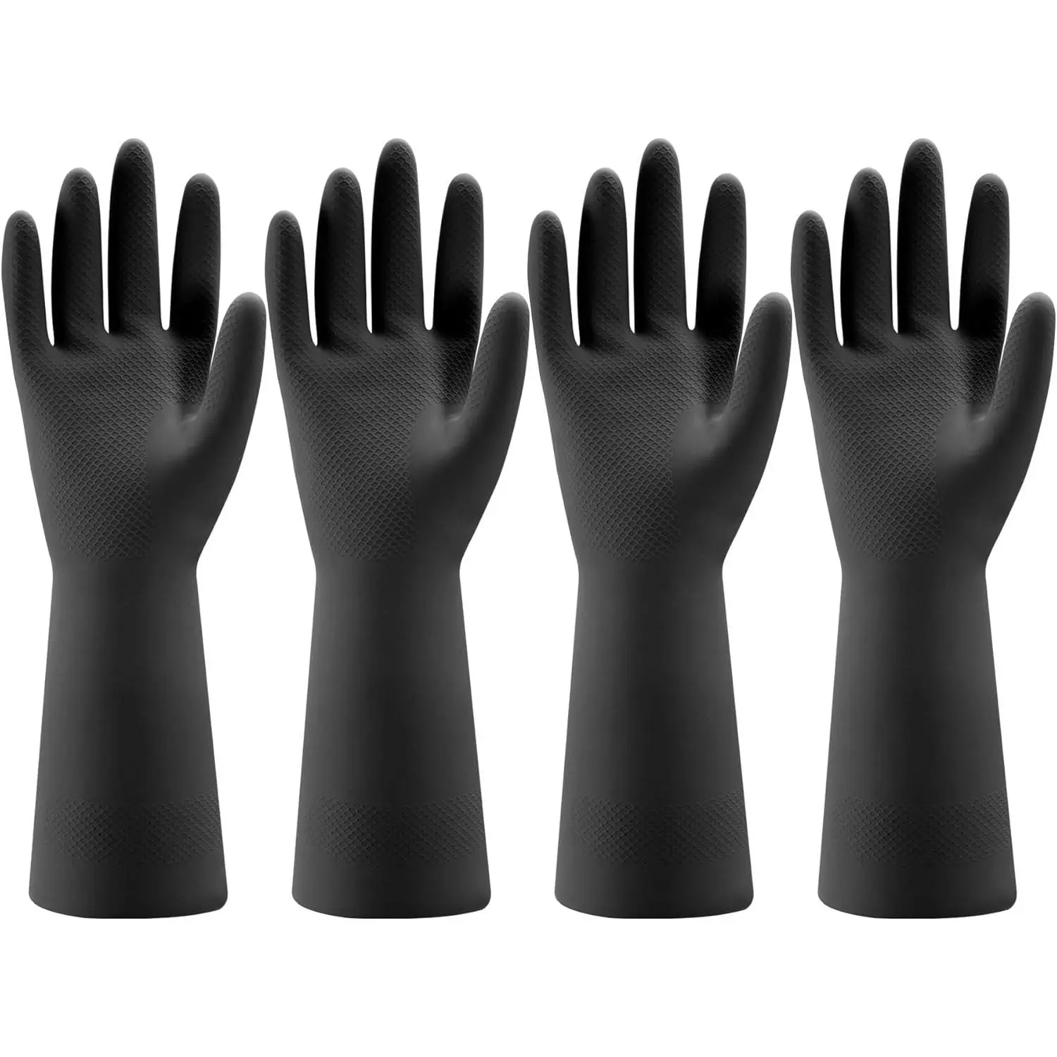 4 Pairs Rubber Kitchen Dishwashing Gloves -  Household Cleaning Gloves for Washing Dishes and Cleaning Tasks, Flexible Long-lasting and Non-Slip (X-Large, Black)