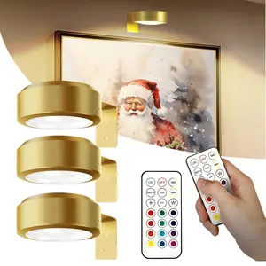 3Pcs Battery Operated Picture Light, Magnetic WirelessLed Painting Light with Remote Dimmable and Timer, 3 Lighting Modes Art Display Light for Picture Frame Paintings,  Christmas and Halloween Decorative Lights