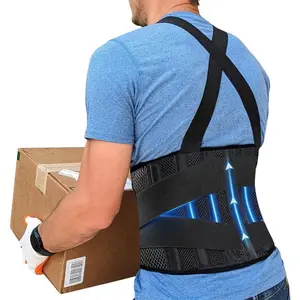 Work Back Brace Lower Back Belt Waist Trainer Compression Tummy Control Girdle with Shoulder Straps for Heavy Lifting