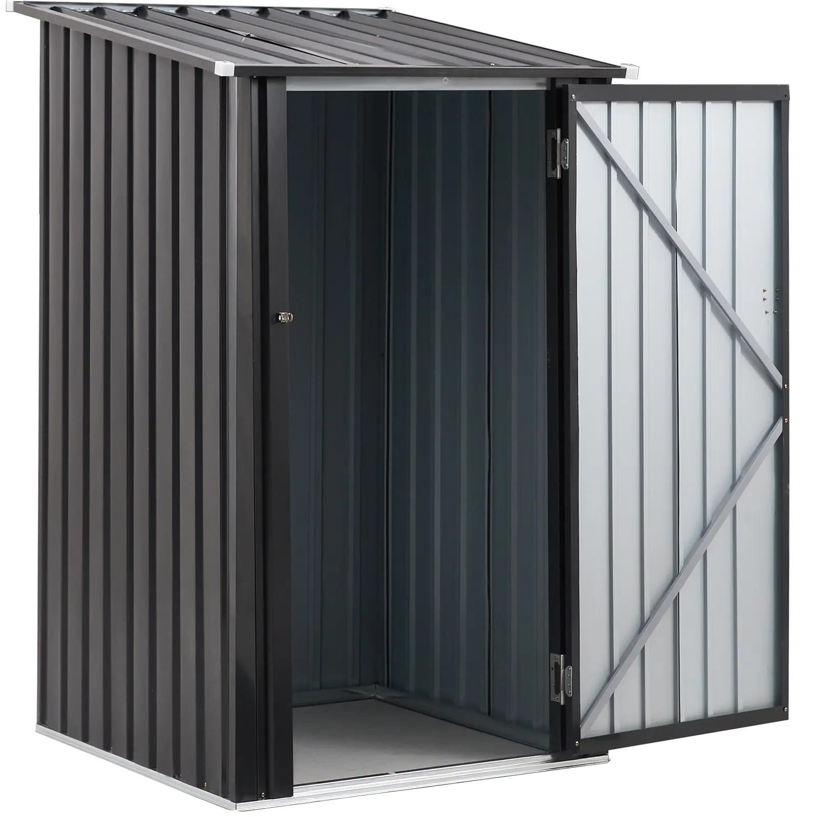 3x3 ft Durable Stainless Steel Rectangular Garden Storage Shed Home Organizer - Single Lockable Door Utility Tool Shed with Cabinet, Numbered Parts, Removable Plastic Film, Floorless Base, Assembly Required for Backyard, Patio