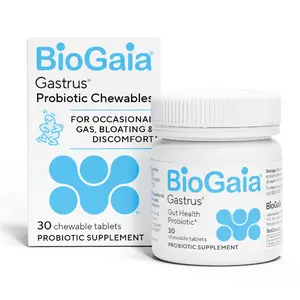BioGaia Gastrus - Optimal Gut Health Probiotic Supplement for Healthy Digestion 30 Chewable Tablets Clinically Tested for Gas & Bloating Relief - Dietary