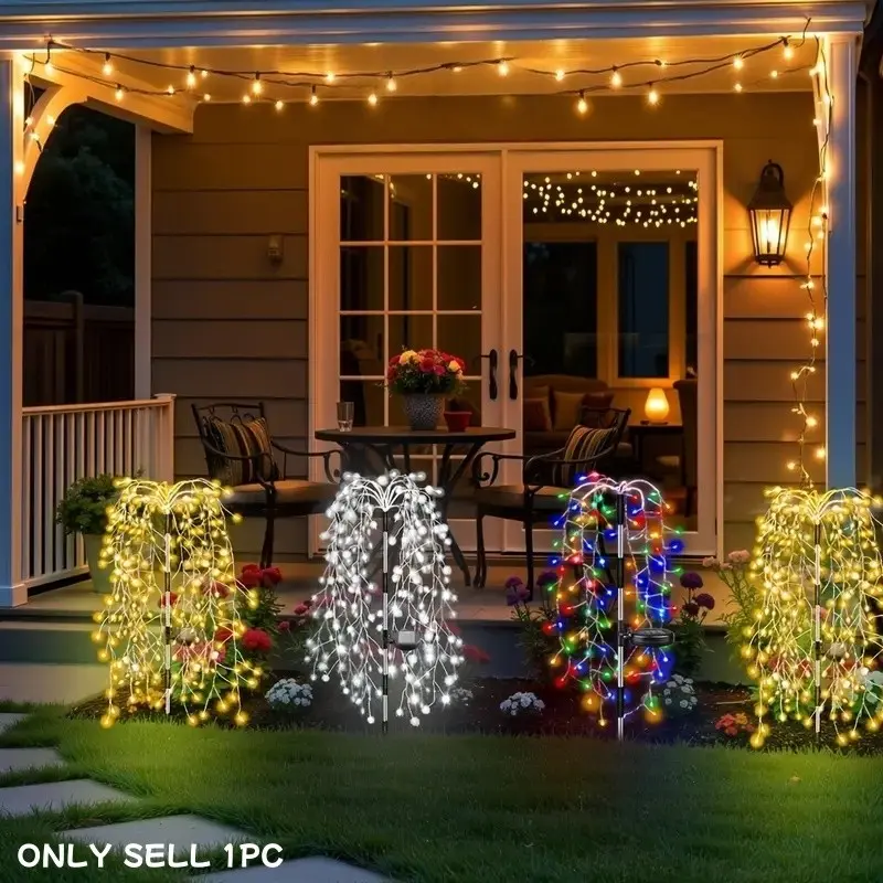 Outdoor Solar Firework Lights, Waterproof LED Copper Wire Garden Decorative Lights, Garden Glow Lights, 8-Mode Landscape Lighting, Holiday Lawn Decoration, Solar Powered Light