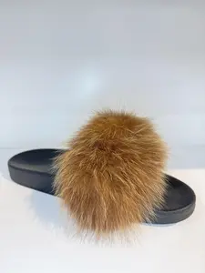 Faux Fur Slides, Furry Slippers for Women Fuzzy Fluffy Sandals Shoes ds25 coffee Footwear