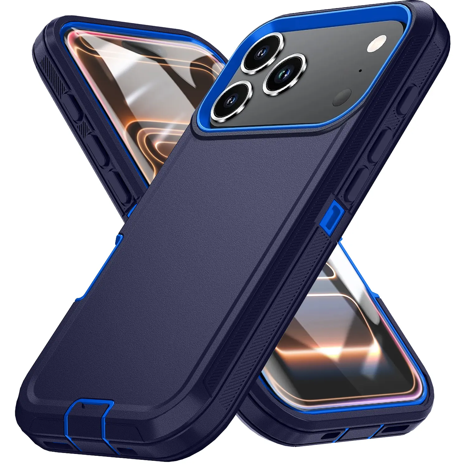 Shockproof Armor Defender Phone Cases For iPhone 17 16 Pro Max 15 14 13 12 17 Air Hard PC+TPU Bracket Back Cover