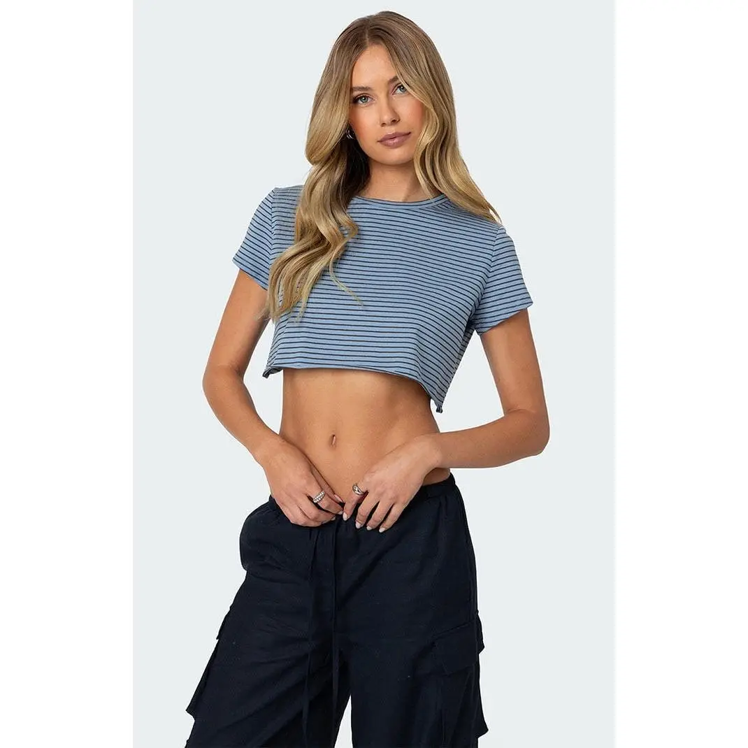 Edikted Women's Stripey Cropped T-Shirt Edikted Women's Stripey Cropped T-Shirt