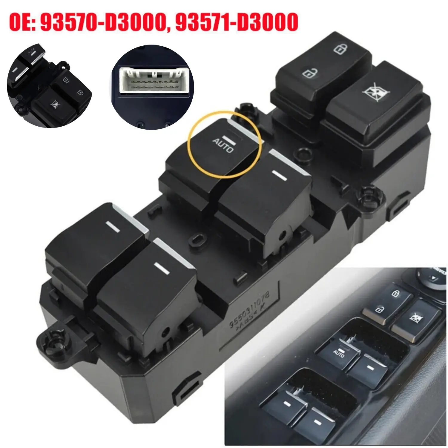 New High-Quality Plastic Master Power Window Switch, Front Left LH Driver Side, Auto Up/Down, Easy Install, OEM Standard 93571-D3000, Perfect Aftermarket Replacement for 2016-2018 Hyundai Tucson Switch Unit, Condition: New, Durable And Practical To Use
