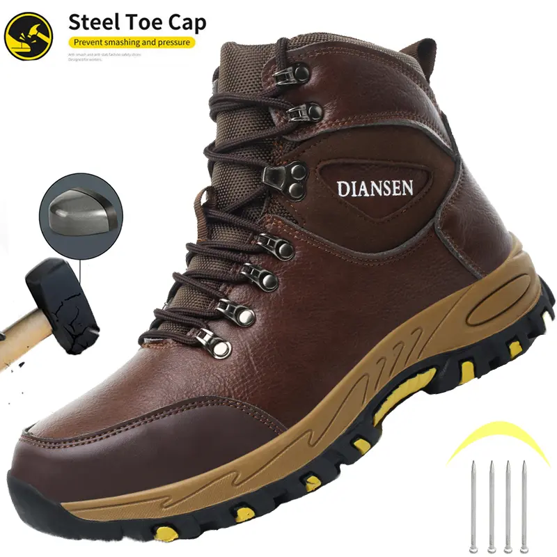 New Safety Shoes Men Anti-smash Anti-puncture Work Shoes Fashion Men Sport Shoes Security Protective Boots Men Indestructible Shoes best work boots for Men Outdoor work work hiking boots sneakers Fathersdaygift
