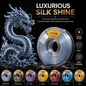 RITTSUN Silk PLA+ 3D Printer Filament, 1.75mm, 1kg Spool (2.2lbs), Metallic Glossy Finish, +/-0.02mm Dimensional Accuracy, Clog-Free, Fits Most FDM 3D Printers for Cosplay Props, Art Pieces with Cleaner Details