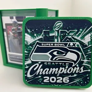 Seattle Seahawks Top Loader Display Cube - 3D Printed Card Storage Solution - Super Bowl LX Champions 2026 Personalized Team Design