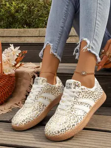 Tiger Print Deportiva Shoes, Colorblock Casual Sports Sneakers, Commuter Streetwear Versatile Eye-Catching, Retro Punk Style