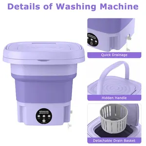 Foldable Mini Washing Machine - 3 Modes Portable Washer with Drain Basket for Underwear, Socks & Baby Clothes