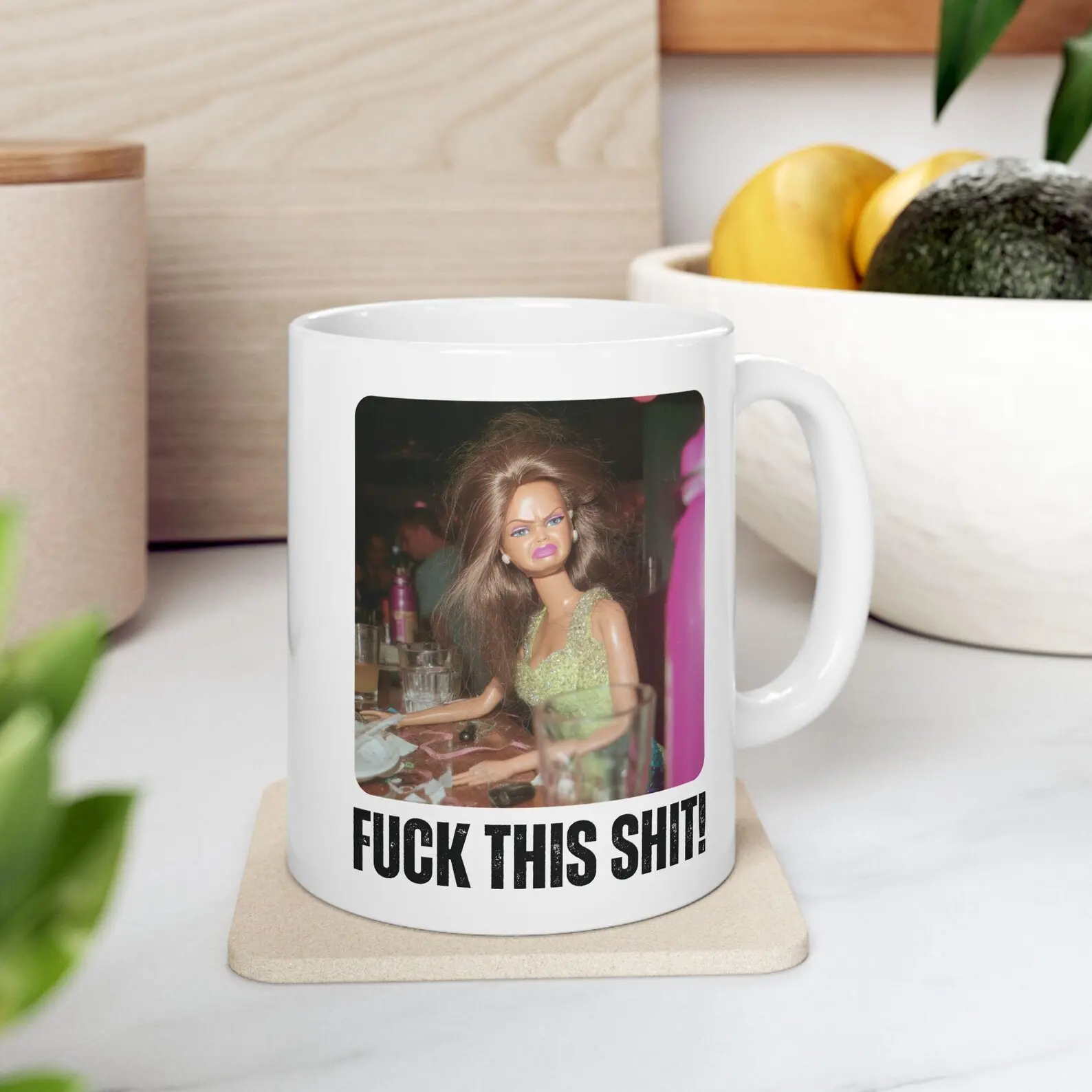 Fuck this shit, angry doll face meme coffee mug, disgusted face meme, sarcastic gift, gift for a friend, humor mug, unbalanced meme coffee mug