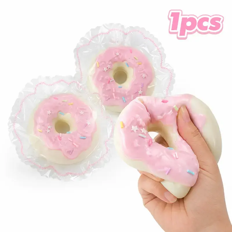 100% Food-Grade Silicone Donut Squishy Stress Ball - Unisex Playful Squishies, Non-Toxic Soft Slow Rising Sensory Fidget Toy for Above 12, Relaxing Squeeze Toy for Stress Relief