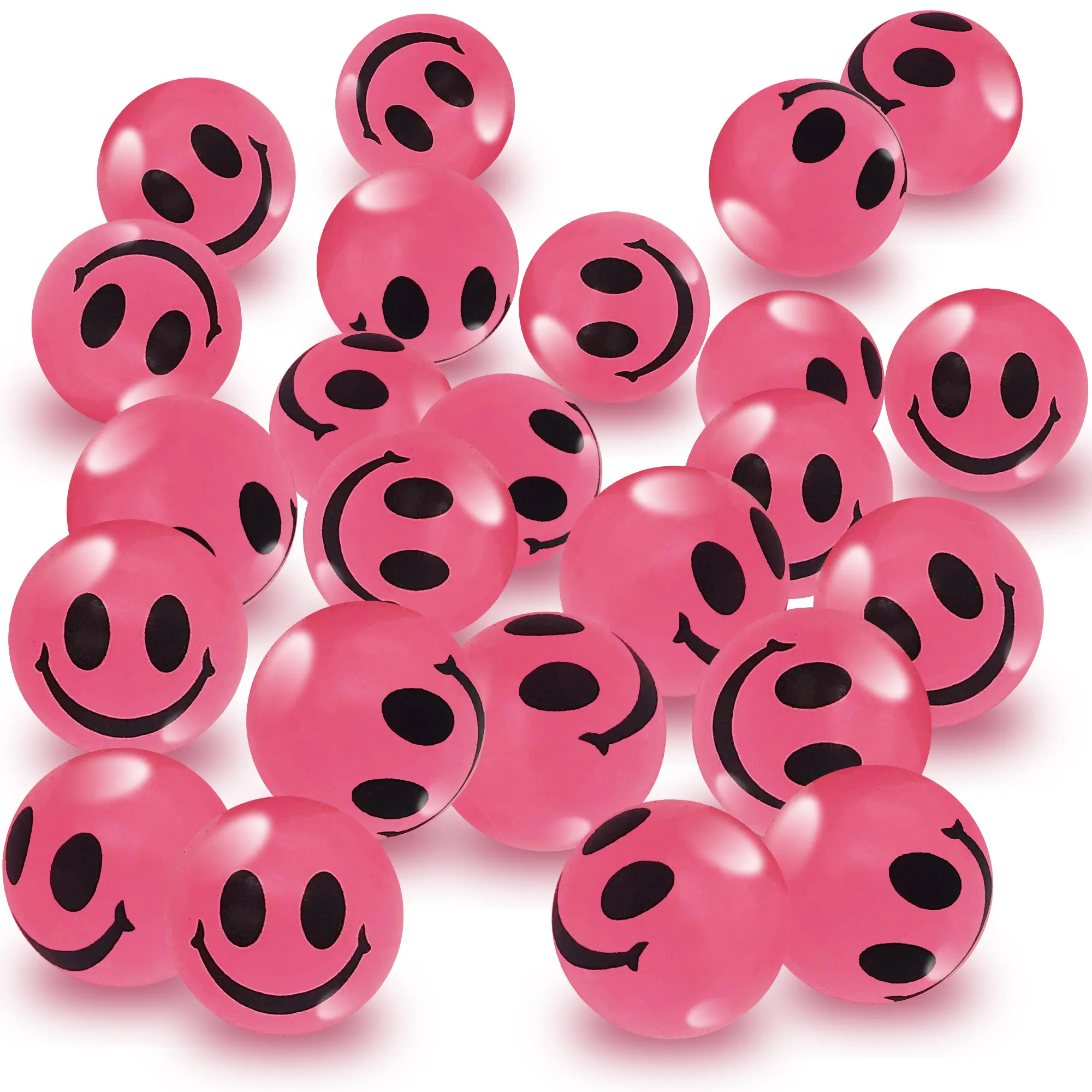 ArtCreativity 36-Set Bouncing Glow-in-the-Dark Smiley Face Rubber Balls - Safe, Durable Kids' Party Favors for Sports & Outdoor Play, Bouncing Ball